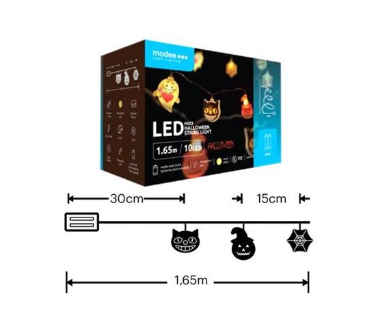 Modee ML-H003 10LED 1,65m mix halloween řetěz, 2xAA teplá IP20 (Baterie nejsou součástí balení)