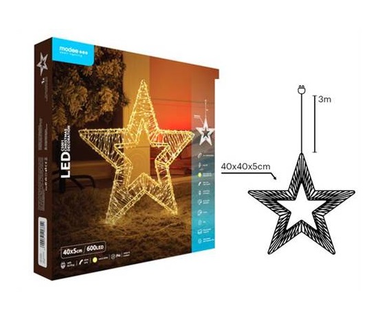 Modee ML-C5001 600LED 40cm velká hvězda vánoční dekorace, teplá IP44