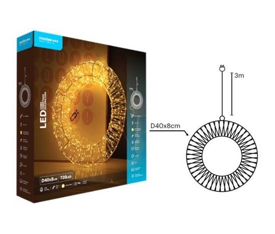 Modee ML-C5002 720LED D40cm velký kruh vánoční dekorace, teplá IP44