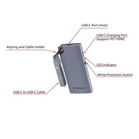 VERBATIM externí SSD 256GB Metal Pocket SSD, USB-C, Šedá