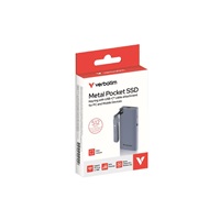 VERBATIM externí SSD 256GB Metal Pocket SSD, USB-C, Šedá