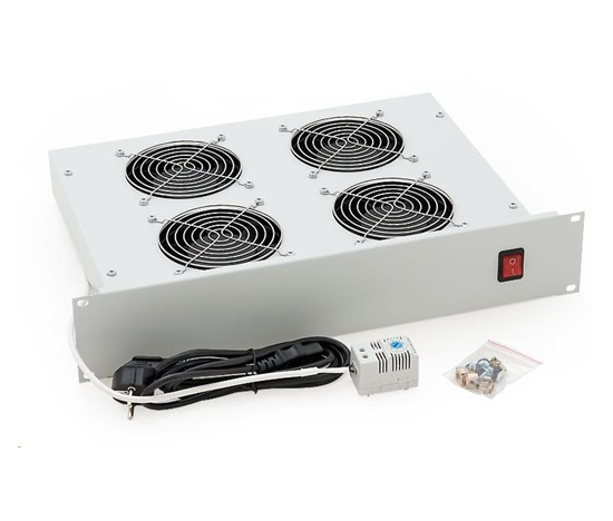 TRITON 19" ventilační jednotka, 4 vent.-230V/140W, termost.,černá,mezi komponenty