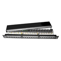 19" Patch panel LYNX 24port, STP, Cat6, 30µm, duální svorkovnice, černý