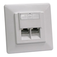 Zásuvka STP 2x RJ45 Cat5E, duální svorkovnice, pod omítku