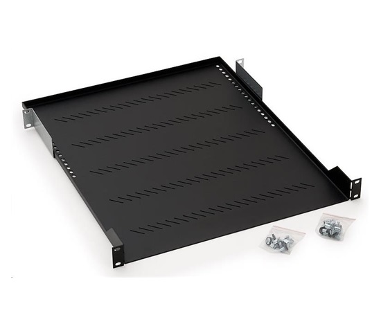 TRITON Police s perforací 19", 1U/450mm, nosnost 40kg, černá