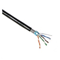 FTP kabel PlanetElite, Cat5E, drát, dvojitý venkovní PE+PVC, Dca, černý, 305m, cívka