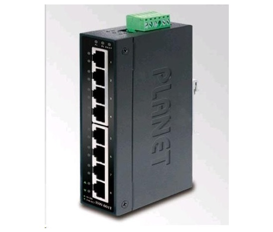Planet switch ISW-801T, 8x 10/100, DIN,IP30, rozšířený teplotní rozsah -40~75 st.C