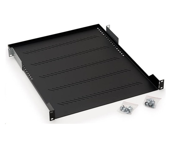 TRITON Police s perforací 19", 1U/350mm, nosnost 40kg, šedá