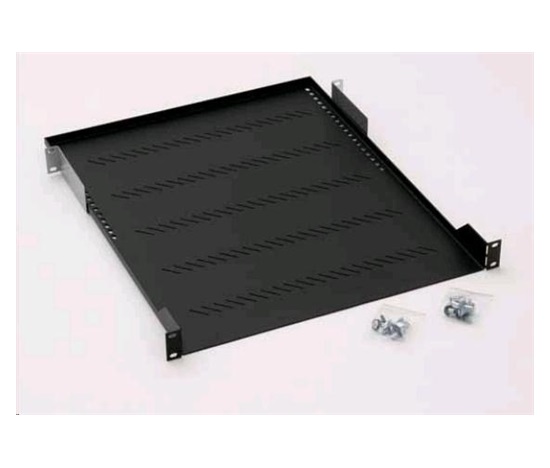 TRITON Police s perforací 19", 1U/750mm, nosnost 40kg, šedá