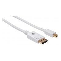 MANHATTAN kabel Mini DisplayPort Male to DisplayPort Male, 2m, White