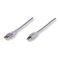 MANHATTAN Kabel USB 2.0 A-B propojovací 1,8m (stříbrný)