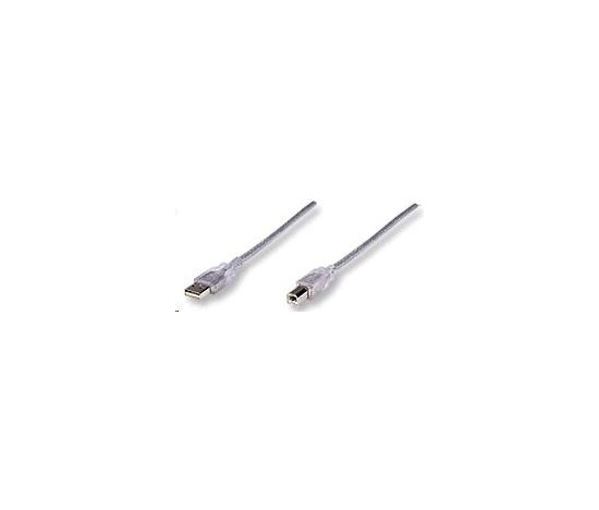 MANHATTAN Kabel USB 2.0 A-B propojovací 1,8m (stříbrný)