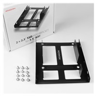 AXAGON RHD-225, kovový rámeček pro 2x 2.5" HDD/SSD do 3.5" pozice, montáž ventilátoru