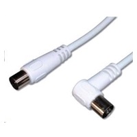 PREMIUMCORD TV kabel anténní propojovací 5m, konektor 90° (koaxiální, M/F, 75 Ohm)