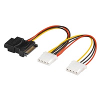 PREMIUMCORD Kabel SATA napájecí (Y) redukce -> 3x Molex 5,25" (16cm, rozdvojka)