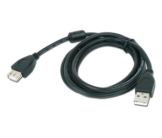 GEMBIRD Kabel USB 2.0 A-A prodlužovací 3m Premium (černý, ferit, zlacené kontakty)