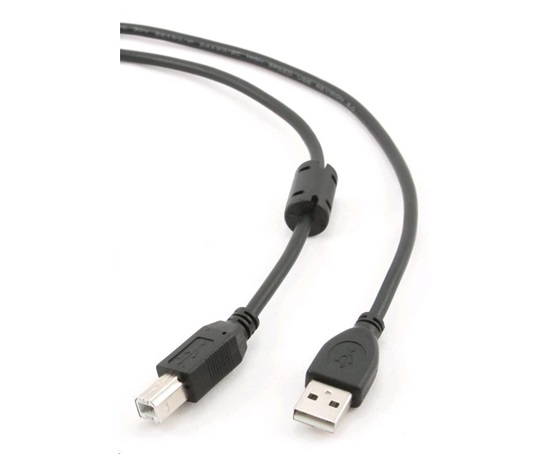 GEMBIRD Kabel USB 2.0 A-B propojovací 1,8m Premium (černý, ferit, zlacené kontakty)