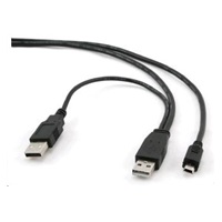 GEMBIRD Kabel USB 2.0 A-Mini B (5pin) propojovací 0,9m DUÁLNÍ (extra napájení)