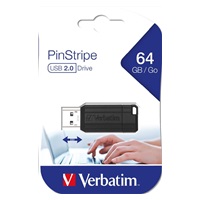 VERBATIM Flash Disk 64GB USB 2.0 Store ‘n‘ Go PinStripe, černá
