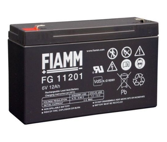 Baterie - Fiamm FG11201 (6V/12,0Ah - Faston 187), životnost 5let