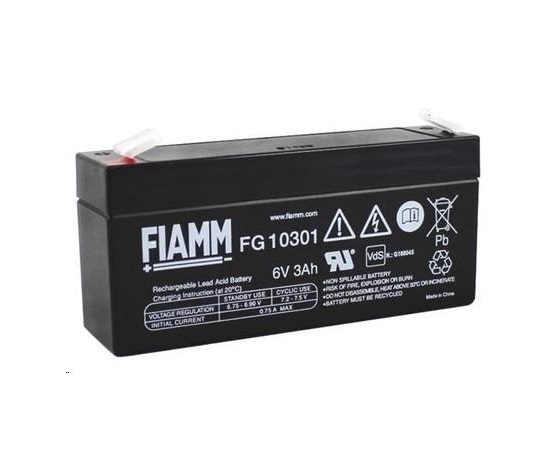 Baterie - Fiamm FG10301 (6V/3Ah - Faston 187), životnost 5let