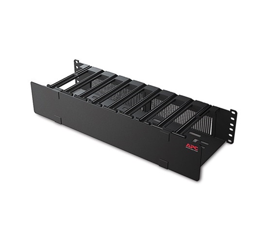 APC Horizontal Cable Manager, 2U x 6" Deep with Cable Tie-off bottom plate, Single-Sided with Cover