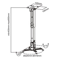 CONNECT IT Stropní držák projektoru P2 43-65cm, naklápěcí (±30°, max. 20kg)