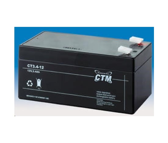 Baterie - CTM CT 12-3,4 (12V/3,4Ah - Faston 187), životnost 5let
