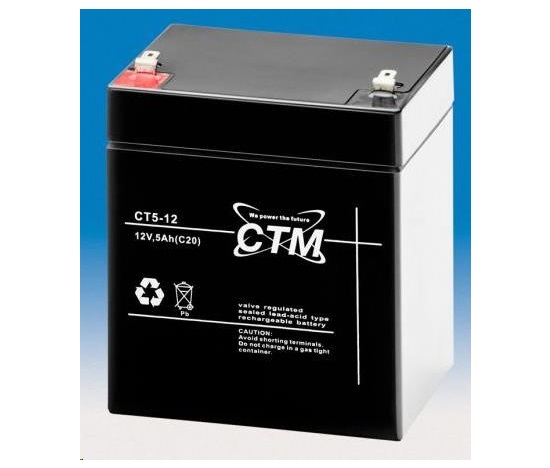Baterie - CTM CT 12-5 (12V/5Ah - Faston 187), životnost 5let