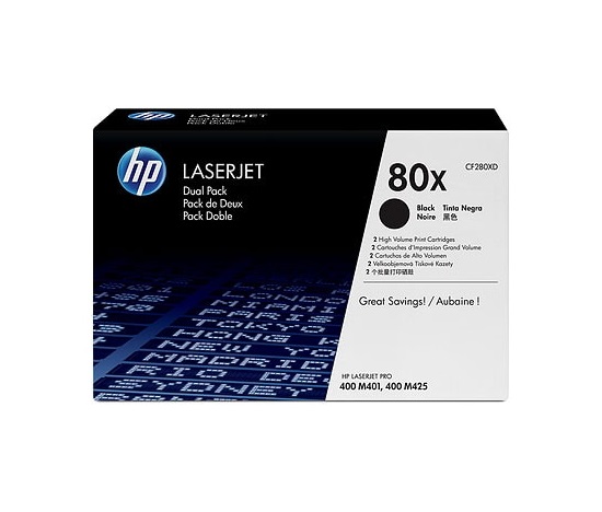 HP 80X Black 2-pack LJ Toner Cart, CF280XD (6,900 / 6,900 pages)