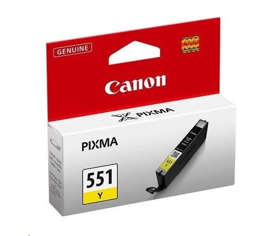 Canon CARTRIDGE CLI-551Y žlutá pro Pixma iP, Pixma iX, Pixma MG a Pixma MX 6850, 725, 7250, 925, 8750, 5450, 5550, 5650, 5655, 6350, 6450, 6650, 7150 a 7550 (300 str.)