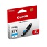 Canon CARTRIDGE CLI-551C XL azurová pro Pixma iP, Pixma iX, Pixma MG a Pixma MX 6850, 725, 7250, 925, 8750, 5450, 5550, 5650, 5655, 6350, 6450, 6650, 7150 a 7550 (695 str.)