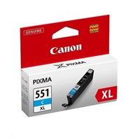 Canon CARTRIDGE PGI-551C XL azurová pro Pixma iP, Pixma iX, Pixma MG a Pixma MX 6850, 725, 7250, 925, 8750, 5450, 5550, 5650, 5655, 6350, 6450, 6650, 7150 a 7550 (695 str.)