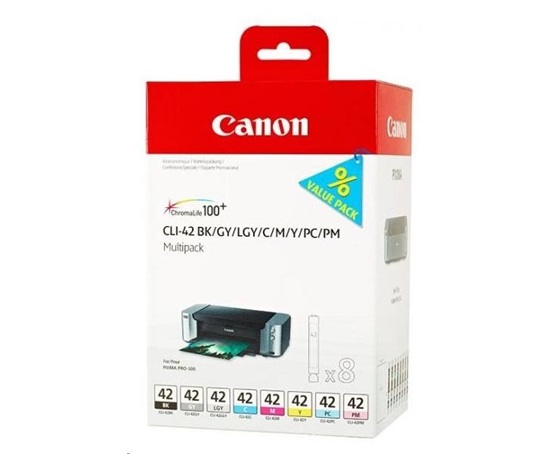 Canon CARTRIDGE CLI-42 BK/GY/LGY/C/PC/M/PM/Y MULTI-PACK 8ks pro PIXMA PRO-100, PRO-100S