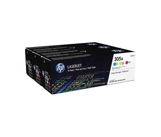 HP 305A CMY 3-pack LJ Toner Cart, CF370AM (2,600 / 2,600 / 2,600 pages)