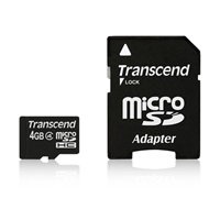TRANSCEND MicroSDHC karta 4GB Class 4 + adaptér