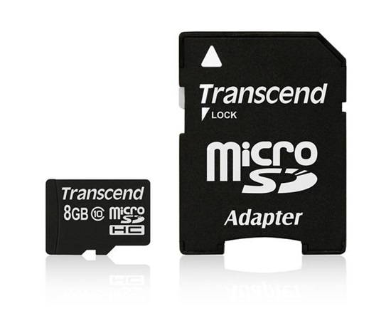 TRANSCEND MicroSDHC karta 8GB Class 10 + adaptér