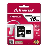 TRANSCEND MicroSDHC karta 16GB Class 10 + adaptér