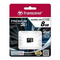 TRANSCEND MicroSDHC karta 8GB Premium, Class 10 UHS-I 300x, bez adaptéru