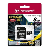 TRANSCEND MicroSDHC karta 8GB Ultimate, Class 10 UHS-I 600x, MLC + adaptér