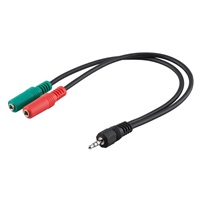 PREMIUMCORD Adaptér Jack 3,5mm 4pin - 2x stereo Jack 3,5mm, redukce (M/2xF, 4 pólový)