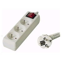 PREMIUMCORD Prodlužovací přívod 230V 5m, 3 zásuvky + vypínač, bílá