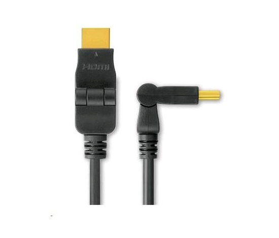PREMIUMCORD Kabel HDMI 3m High Speed + Ethernet (v1.3), otočné zlacené konektory