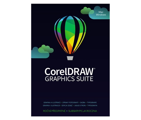 CorelDRAW Graphics Suite 365 dní pronájem licence 1 Lic EN/FR/DE/IT/SP/BP/NL/CZ/PL