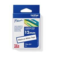 BROTHER TZE231 - kazeta TZ šířky 12mm, laminovaná TZE-231, bílá/černé písmo