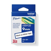 BROTHER TZE221 - kazeta TZ šířky 9mm, laminovaná TZE-221, bílá/černé písmo