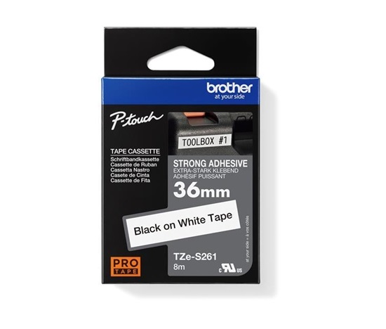 BROTHER TZES261 - kazeta TZ šířky 36mm, extrémně adhesivní lamino TZE-S261, bílá/černé písmo