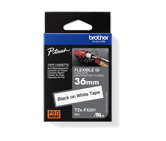 BROTHER TZEFX261 - kazeta TZ šířky 36mm, s flexibilní páskou TZE-FX261, bílá / černá