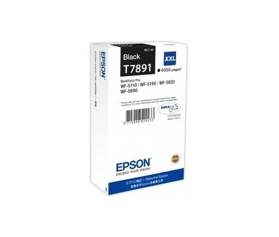 EPSON Ink bar WorkForce-5xxx Series Ink Cartridge XXL Black - 65,1ml, ČB 4000
