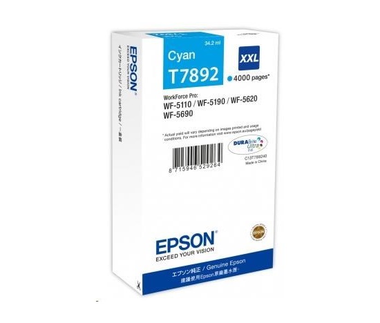 EPSON Ink bar WorkForce-5xxx Series Ink Cartridge XXL Cyan - 34,2ml, BAR 4000 stran